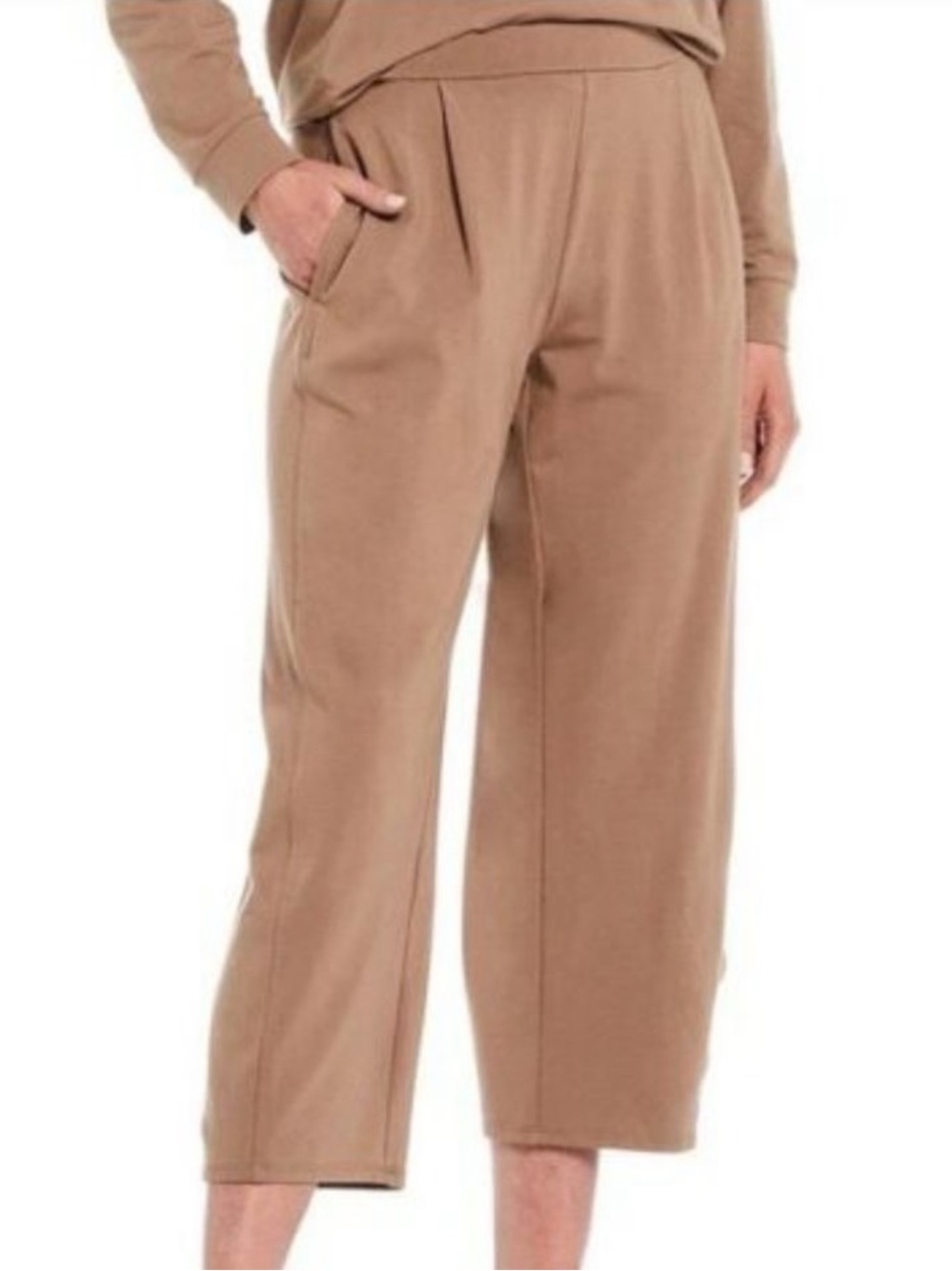 Eileen Fisher NWT Walnut Organic Cotton Barly Cropped Lantern Pants Size Large